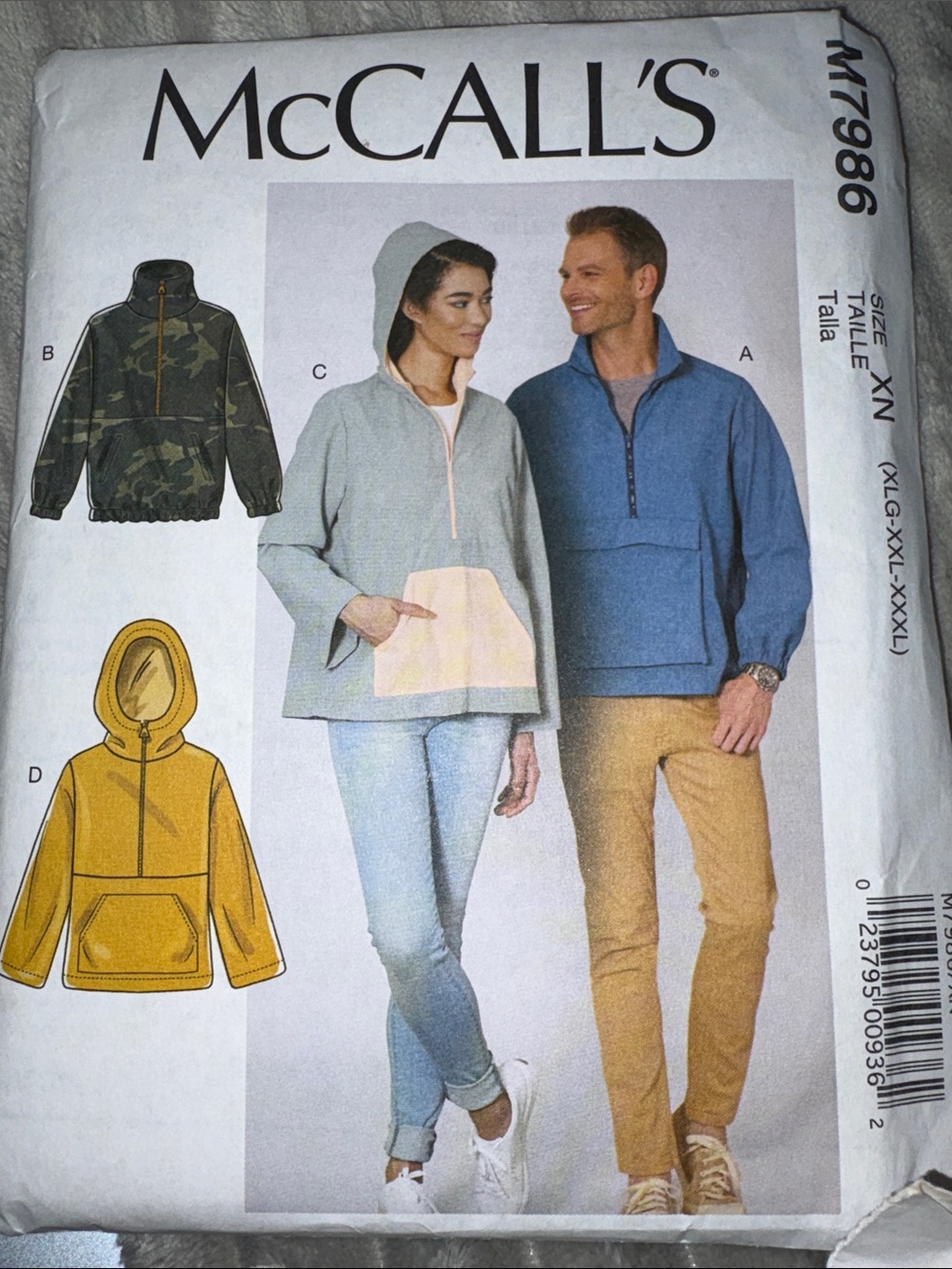 M7986 Mccall’s Pullover Anorak Jacket